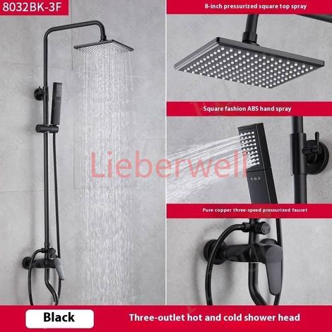 Ensemble de Douche Haute Pression avec Pommeau de Massage, Système de Douche Moderne Minimaliste à Modes Multiples pour Accessoires de Salle de Bain (1/5)