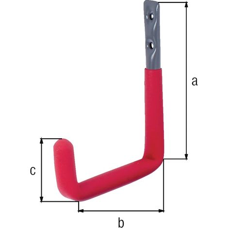 GAH 802189 Wandhaken U-Form Rotgummi Ausladung 153 mm Stahl roh verzinkt Höhe 21 (1/2)