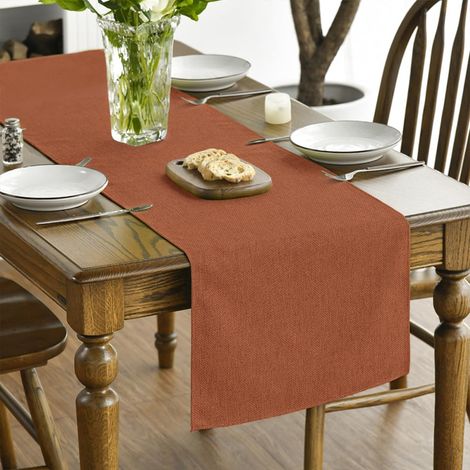 Chemin de Table Polyester Orange Rouille 40×100 cm