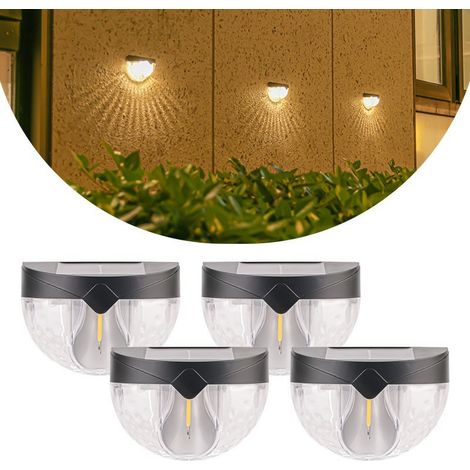 Solar Zaun Lichter, 4 Pack Solarleuchten Outdoor Wasserdicht IP65 Warmes Licht für Garten Hof Hof Villa Landschaft Dekoration (1/5)