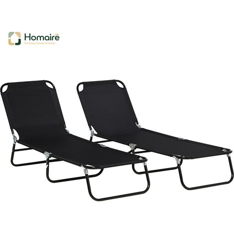 HOMAIRE 2ème Set de Chaises Longues Pliantes pour Jardin avec Dos Réglable en 5 Positions jusqu'à 120kg (1/5)