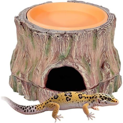 3 En 1 Reptile Hide Cave Reptile Refuge Avec Base Amovible Et Accessoires De Cache De Vaisselle D'Humidité Pour Petits Reptiles Gecko, Gecko LéOpard, LéZard, Serpent, Crabe