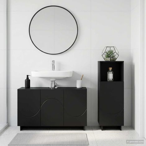 vidaXL Juego de Muebles de Baño 2 uds. Negro Madera de ingeniería (1/5)