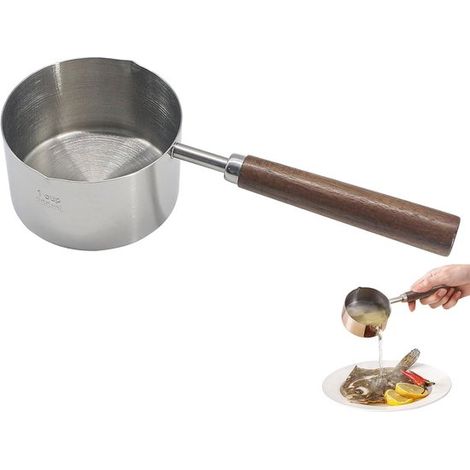 Mini pentola, oliera, pentole in acciaio inox, pentola per la pasta, padelle, pentolino con olio, misurino per latte da bagno ed espresso, oliere per cucinare (1/5)