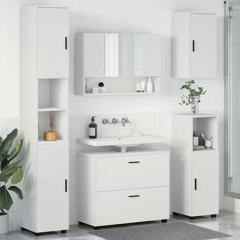 Badezimmermöbel-Set mit Regal 5 pcs Weiß Sperrholz und Metall vidaXL (1/5)