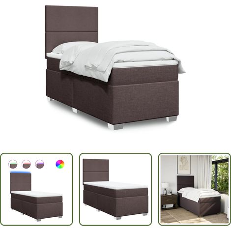vidaXL Surmatelas - Sommier à lattes de lit avec matelas Marron foncé 90x190 cm (1/5)