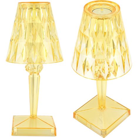 Lampe de table LED en cristal, prisme transparent, lampe de bureau à intensité variable, chargement USB, éclairage intérieur jaune (1/5)