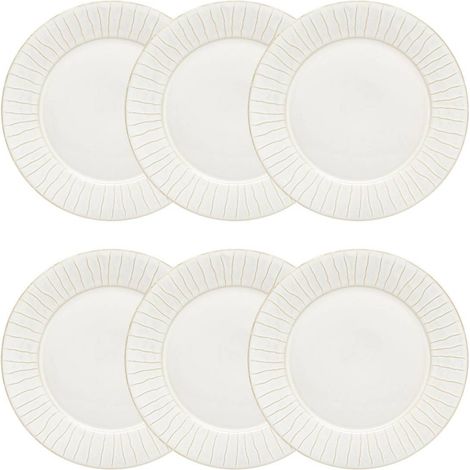 Lot de 6 Assiettes Plates Lignes "Camille" 27cm Blanc (1/4)