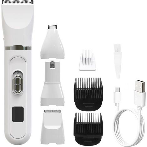 Kit de toilettage 4 en 1 pour chiens, tondeuse silencieuse pour pattes, tondeuse sans fil pour petits chiens, tondeuse électrique pour petits chiens (1/5)