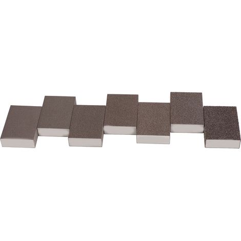 Lot de 7 éponges à poncer abrasives pour bois métal plastique usage humide sec grains 36 60 80 100 120 180 220 (1/5)