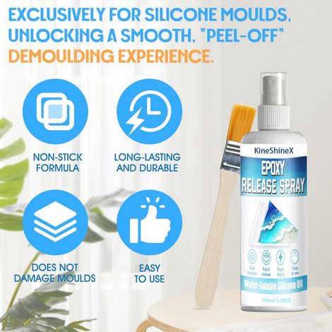 KineShineX epoxy resin release spray, quick-drying silicone oil release agent, non-stick, professional release agent for extending molds. (1/4)