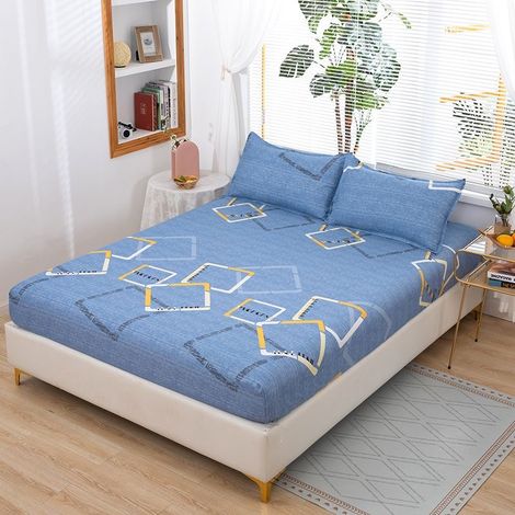 Housse de Matelas 150x200 cm, Drap-Housse en Jersey avec Élastique, Housse de Protection pour Matelas et Couette Fine, Style Shangyun Ge, Couleur Unie (1/2)