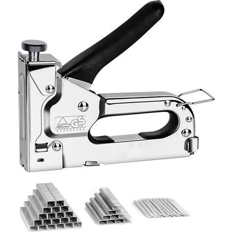 Robustes 3-in-1-Nagelpistole (mit 200 U-Nägeln, 200 Türnägeln und 200 T-Nägeln) – Manuelle Nagelpistole für Polsterstoffe, Befestigungsmaterialien, Dekoration und Handwerk (1/5)