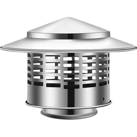 Round stainless steel chimney cap, with protective grid, suitable for external roof chimney flues. (1/5)