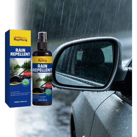Regenabweisendes Spray für Rückspiegel und Windschutzscheibe: wasserfest, reinigt schonend und entfernt Flecken für klare Sicht bei Regenwetter – 100 ml -- DE (1/5)