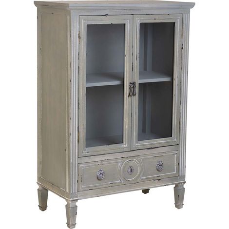 Vitrina de madera con un cajón gris 80x42x120h cm (1/5)