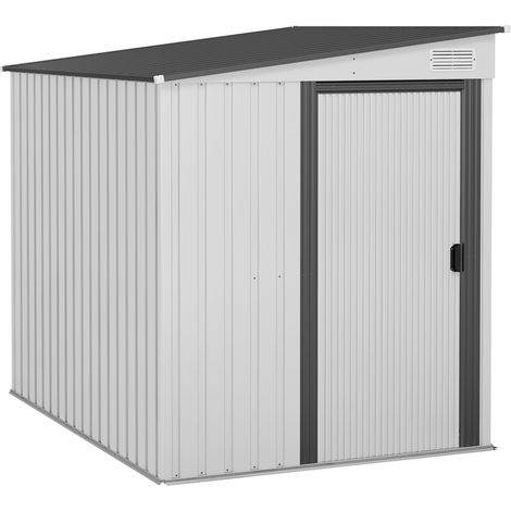7 x 5ft Galvanised Metal Shed, with Sliding Door - White