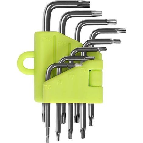 Torx-Offsetschlüssel, 8-teiliger Torx-Inbusschlüsselsatz, Sternschraubendreher T5 T6 T7 T8 T9 T10 T15 T20, Handwerkzeug-Schraubenschlüsselsätze, Torx-Sechskantschlüssel (1/5)