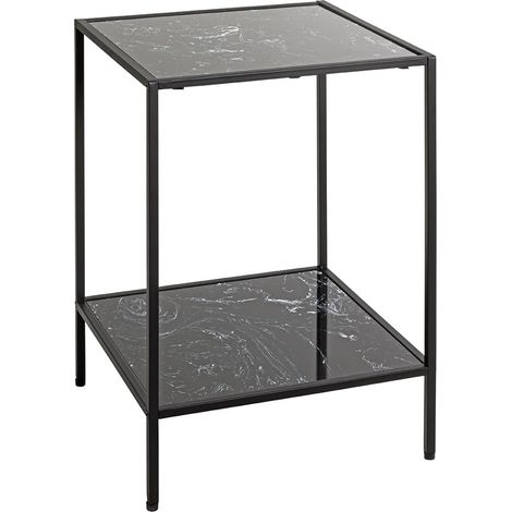 Table d'appoint, Noir, marbre synthétique et métal, Table Basse - Dimensions : L 40 x H 60 x P 40 cm Style : Art déco (1/5)