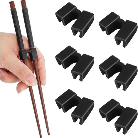CSPARKV - Juego de 6 palillos reutilizables para practicar el uso de palillos chinos para adultos y principiantes (negro) (1/5)