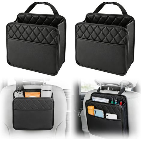 2 Pièce Sac de Rangement Suspendu en Cuir Pour Voiture Organiseur de dossier de siège de voiture organiseur de siège étanche sacs de (1/5)