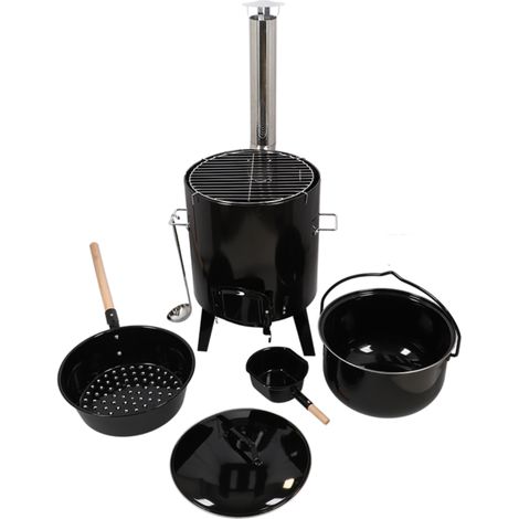 Ensemble de poêles plein air en inox - 5 pièces - Noir - Livraison gratuite (1/5)