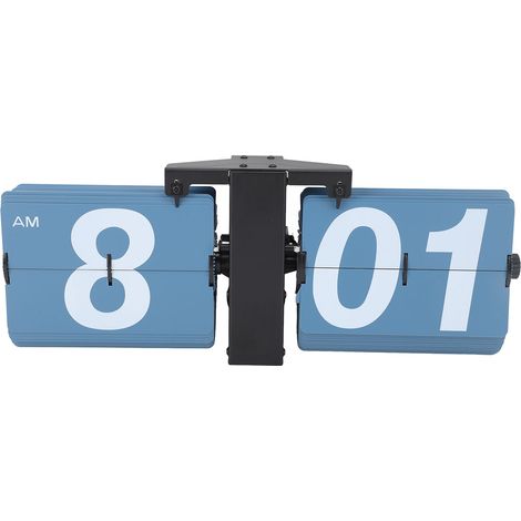 Klappuhr aus PVC und Edelstahl, batteriebetrieben, Retro-mechanisch, digital, automatisch, Klappmechanismus, Tischuhr für Wohnzimmer, Schlafzimmer, Büro, Schwarz und Blau (1/5)