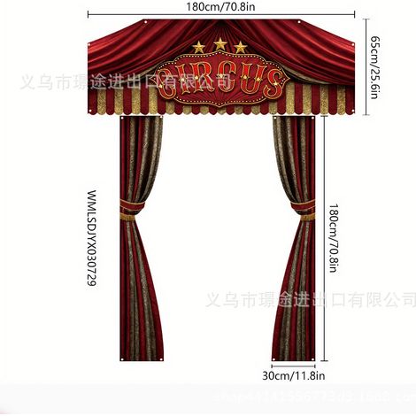 Décoration de porte extérieure - Bannière de cirque extraterrestre horrifique pour Halloween 2026 - Taille indiquée (perforée + ruban) - Vinyle - Style 3