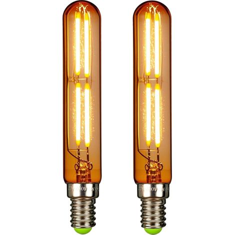 Lot de 2 ampoules LED 4 W T20 tubulaires à filament E14 Edison, petite base, 2 700 K, Doré (1/5)