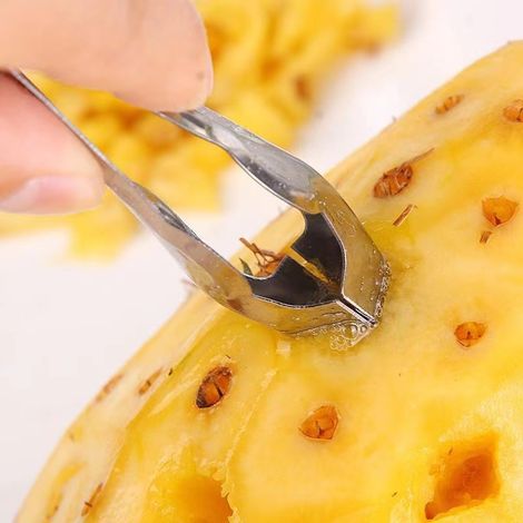 (13 cm) 1 Ananasschäler aus silberfarbenem Edelstahl – zum schnellen Schälen einer Ananas
