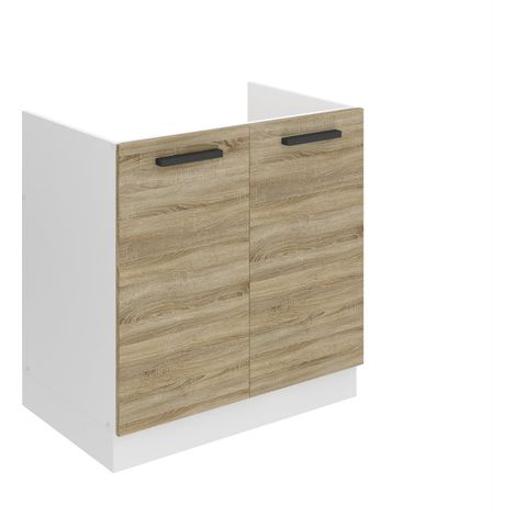 Belini Unterschrank Küche, Spülenunterschrank 80 cm Breite. SDZ Küchenunterschrank ohne Arbeitsplatte. Spülenschrank mit 2 Türen, Sonoma-Eiche (1/5)