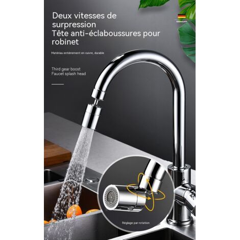 Rallongez le robinet anti-éclaboussures 2 modes, bec longé pour cuisine et lavabo (1/3)