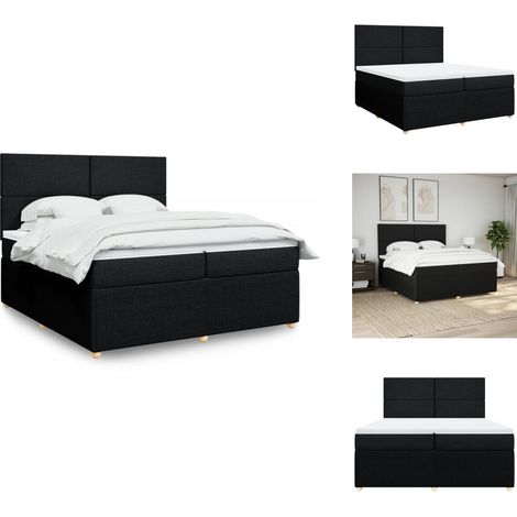 Sommier à lattes de lit avec matelas Noir 200x200 cm Tissu - Sommier À Lattes De Lit - Sommiers À Lattes De Lit - Lit - Meuble De Chambre À Coucher (1/5)