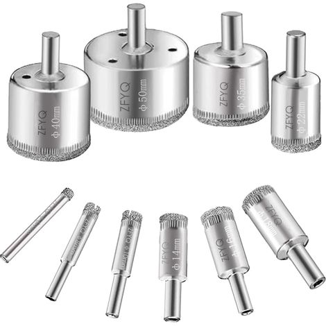 Hochwertige Diamantbohrer aus Kohlenstoffstahl, zum Bohren von Glas, Keramik, Porzellan, Fliesen und Marmor, Ø 6 mm–50 mm, 10er-Packung (1/5)