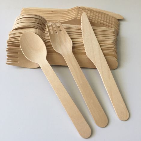 Set mit 150 Holzbesteckteilen, 16,5 cm kompostierbares Besteck, 100 % natürlicher Bambus, biologisch abbaubar, für den Außenbereich, Partys und mehr - Einweg-Essbesteck (1/5)