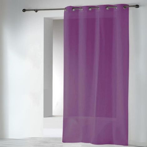 Homemaison – Voilage en étamine unie prune 140x240 cm – 100% polyester – Finition avec 8 œillets carrés bronze – Label Oeko-Tex