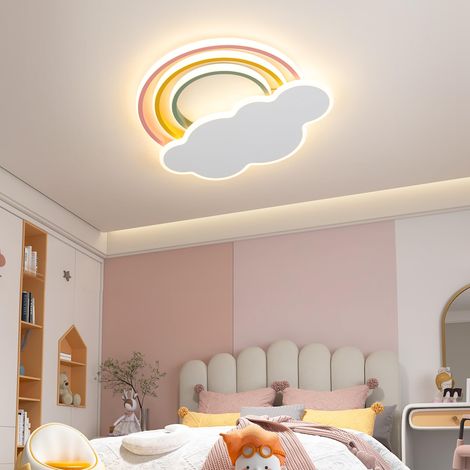 Plafonnier dimmable LED avec télécommande moderne enfant veilleuse - 40W 40cm 3000K-6500K nuages et d'arcs-en-ciel pour salon Chambre