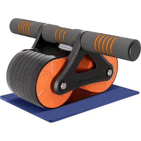 Stabiler Bauchmuskeltrainer mit Doppelrad und Matte, automatischer Rückprall, Heimtraining, Bauchmuskeltraining.