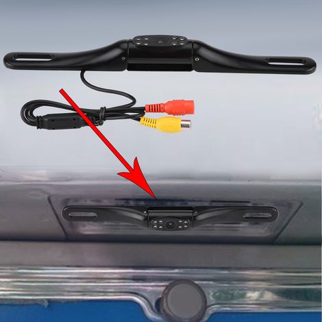 Caméra de recul waterproof pour voiture, 8 LED IR infrarouge, vision nocturne, plaque d'immatriculation aluminium, caméra de parking arrière étanche (1/5)