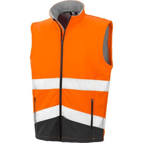 Gilet sans manches haute visibilité Softshell Result HIGH VIZ Orange / Noir XL