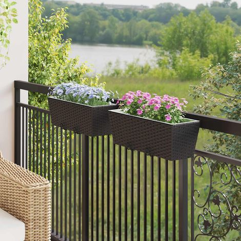 vidaXL  Railing  2 pcs Black 50 x 17 x 17 cm Metal