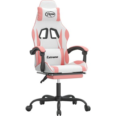 Maison Exclusive - Sedia da Gaming con Poggiapiedi Bianco e Rosa in Similpelle