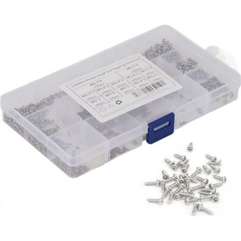Tbest vis autotaraudeuse croisée 1200 pièces vis autotaraudeuses à bricolage pointe Boîte à vis argentée de type A, 1200 pièces (1/4)
