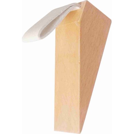 Butoir de porte en bois de hêtre antidérapant et silencieux, avec bande blanche, idéal pour chambre ou bureau. (1/5)