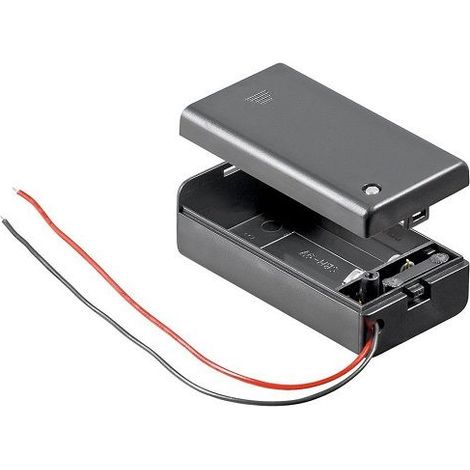 Portapilas para 1 pila 6LR61 9V con tapa  Negro