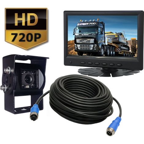 Kit telecamera di retromarcia AHD 720P + monitor da 7" 12V/24V 15 m 4-PIN