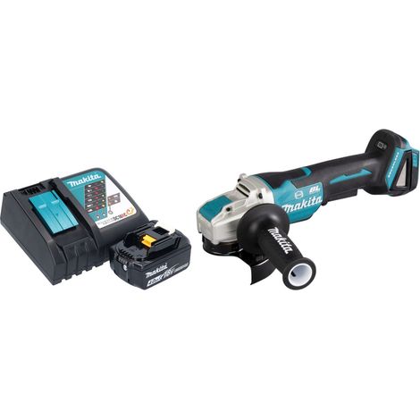 Amoladora angular sin cable Makita DGA 520 RM1X1 18 V 125 mm X-LOCK Brushless + 1x batería recargable 4,0 Ah + cargador