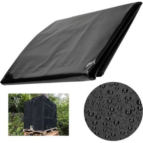 Bache - Pour Cuve IBC 1000 L - Protection Anti-UV Et Anti-Poussière - Dimensions 116 x 100 x 120 cm - Noir - 1 Pièce (1/5)