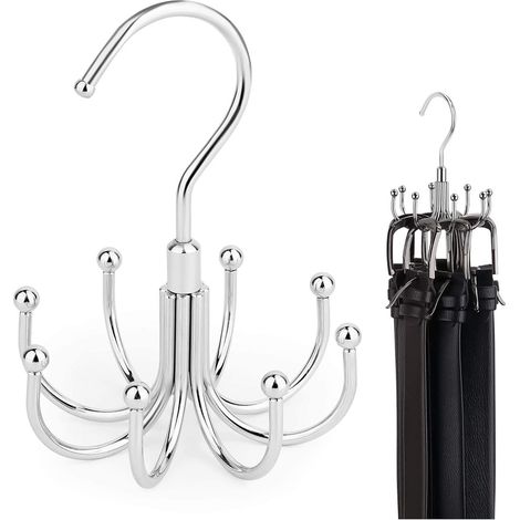 Porta cinture - appendi cravatte - appendi cinture Porta cinture girevole, argento, 7 cm, 7x10,7 cm, organizer per accessori guardaroba Fino a 24 scomparti per cinture (1/5)