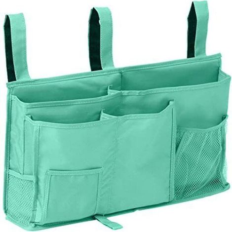 1 Sac de rangement pour lit superposé(Vert Clair), sac de rangement pour lit suspendu, 8 poches, pour lit de chambre d'étudiant, lit d'hôpital, barreaux de lit pour bébé, 600D Oxford Cloth (1/4)